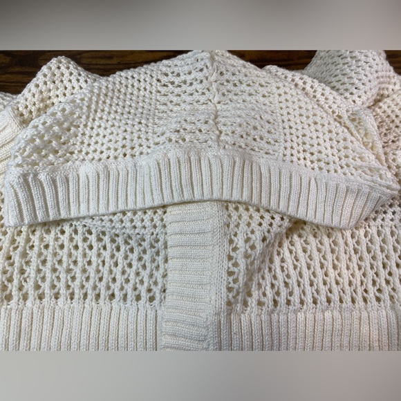 GAP long open knit hooded open front Cardigan White - Picture 6 of 15